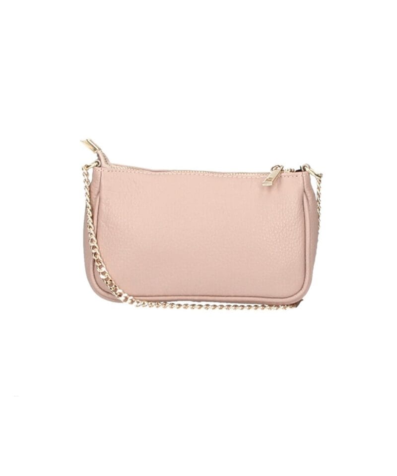 Leren Schoudertas Fiona poeder roze shoudertassen crossbodytas dames gouden kettinghengsel kopen bestellen 1