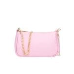 Leren Schoudertas Fiona roze snoeproze lichtroze babyroze shoudertassen crossbodytas dames gouden kettinghengsel kopen bestellen 1