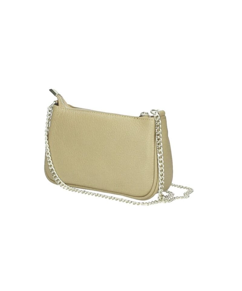 Leren Schoudertas Fiona taupe shoudertassen crossbodytas dames gouden kettinghengsel kopen bestellen 1