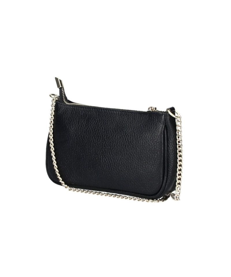 Leren Schoudertas Fiona zwart zwarte shoudertassen crossbodytas dames gouden kettinghengsel kopen bestellen 1