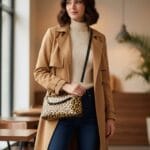 Leren Schoudertas Gold Chain Leopard goud gouden zacht leren leopard print kettinghengsel italiaans leder kopen bestellen model