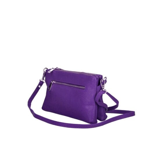 Leren Schoudertas Griselda paars paarse zacht leren twee vaks schoudertas goud beslag festival schoudertassen kopen bestellen