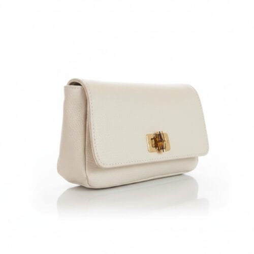 Leren Schoudertas Houten slot chain beige gouden kettinghengels hout draaislot luxe leren italiaanse tassen kopen bestellen detail zij