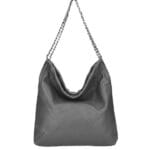 Leren Schoudertas Jane donker grijs grijze zacht leren schoudertas doorregen kettinghengsel ruit motief crossbody tassen italiaans leer kopen