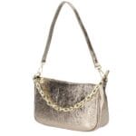 Leren Schoudertas Kelly Chain brons bronzen schoudertas gouden kettinghengsel trendy leren tassen kopen bestellen