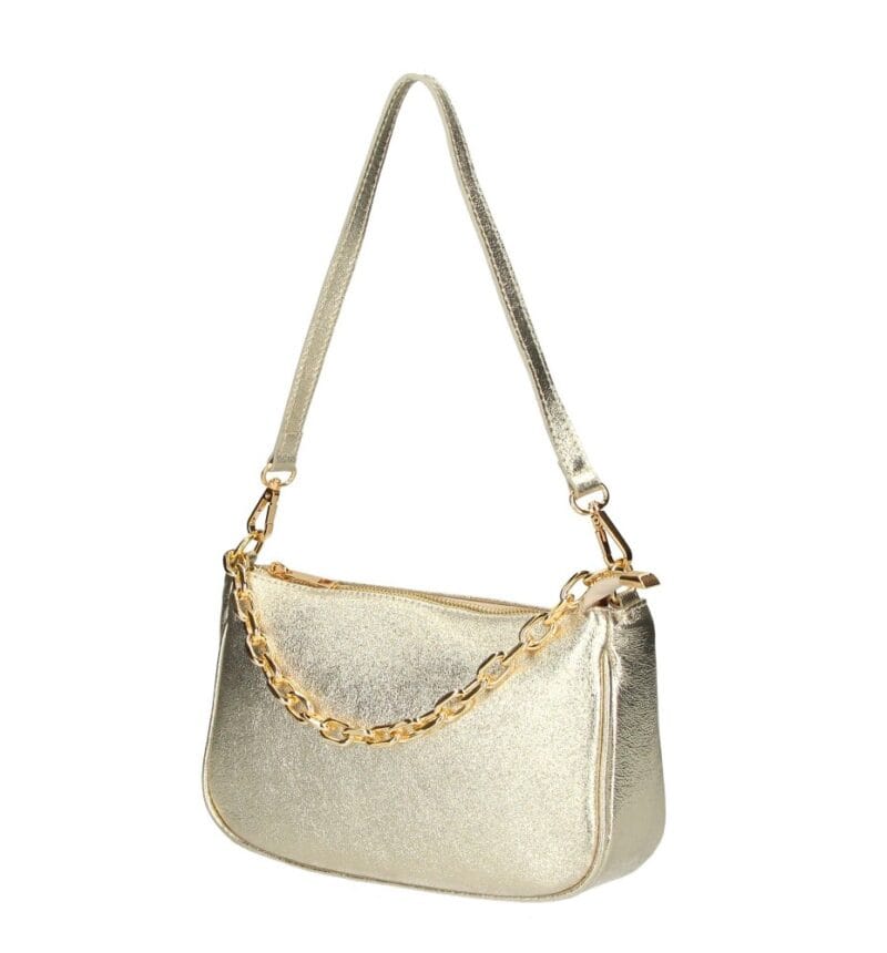Leren Schoudertas Kelly Chain goud gouden schoudertas gouden kettinghengsel trendy leren tassen kopen bestellen