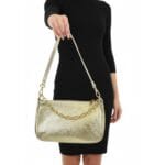 Leren Schoudertas Kelly Chain goud gouden schoudertas gouden kettinghengsel trendy leren tassen kopen bestellen model