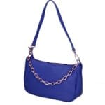 Leren Schoudertas Kelly Chain kobalt blauw blauwe schoudertas gouden kettinghengsel trendy leren tassen kopen bestellen