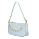Leren Schoudertas Kelly Chain licht blauw blauwe schoudertas gouden kettinghengsel trendy leren tassen kopen bestellen