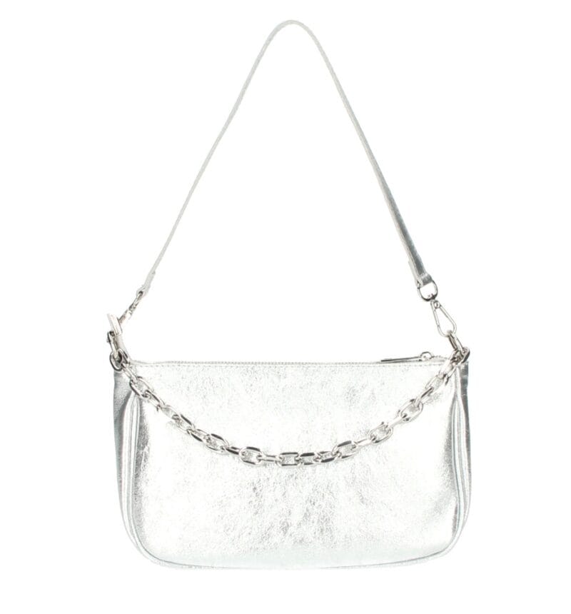 Leren Schoudertas Kelly Chain zilver zilveren schoudertas gouden kettinghengsel trendy leren tassen kopen bestellen 1