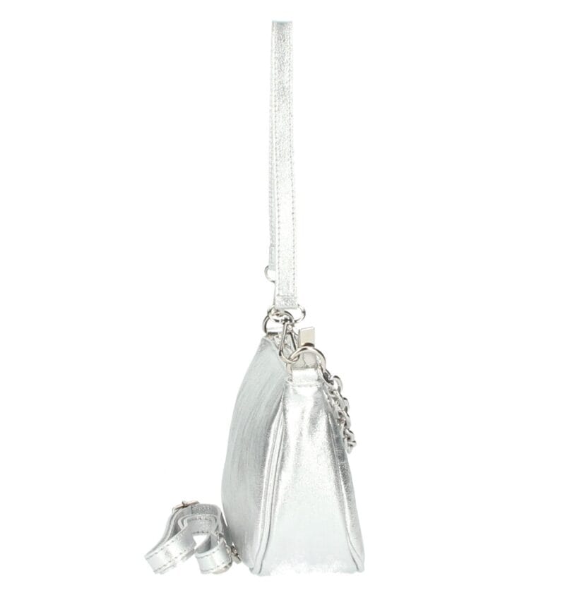 Leren Schoudertas Kelly Chain zilver zilveren schoudertas gouden kettinghengsel trendy leren tassen kopen bestellen zijkant
