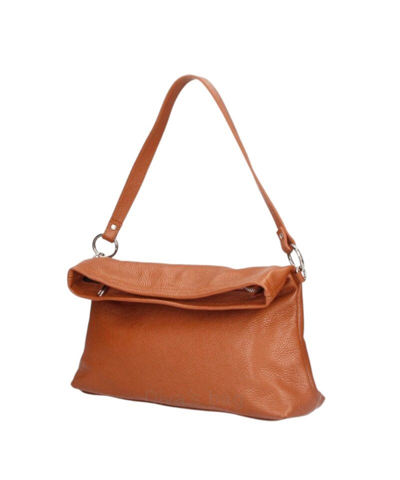 Leren Schoudertas Lilly donker oranje papaya zacht leren schoudertas chique leer italiaans kopen-Photoroom