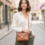 Leren-Schoudertas-My-Studs-cognac -tassen-gouden-studs-draaislot-stevige-trendy-dames-tassen-kopen-bestellen detail model