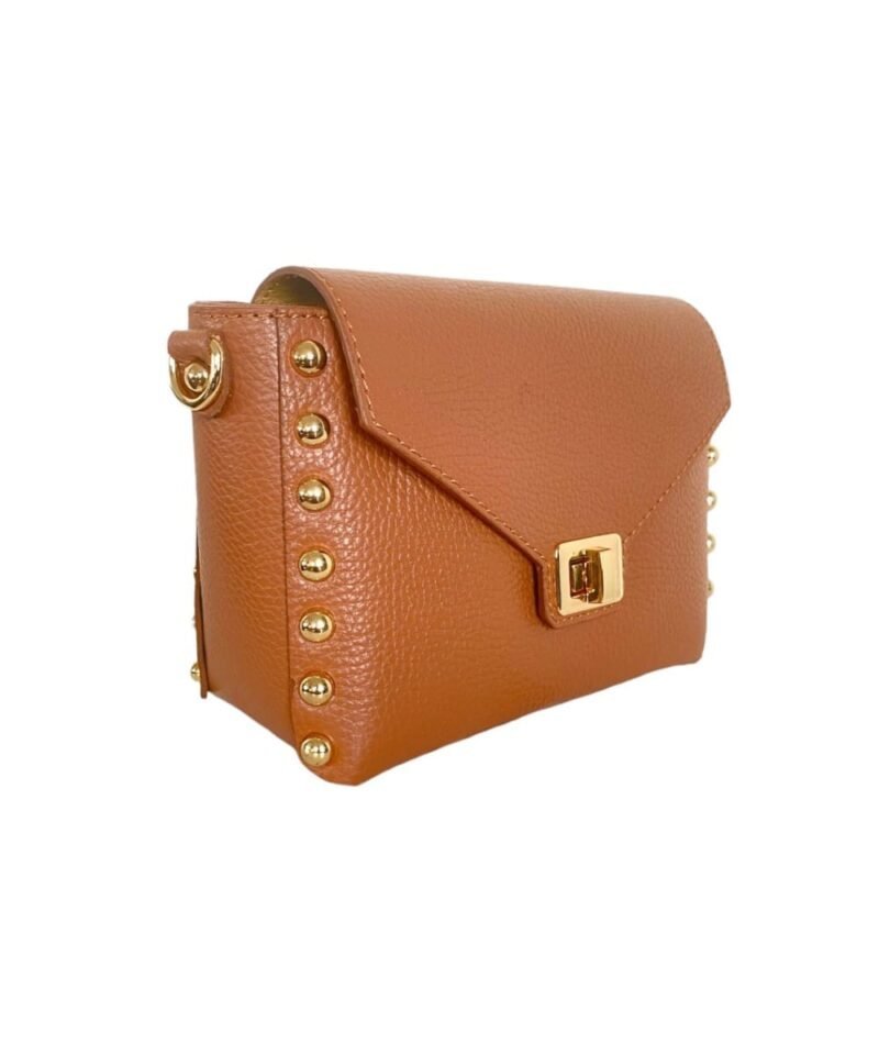 Leren-Schoudertas-My-Studs-cognac-tassen-gouden-studs-draaislot-stevige-trendy-dames-tassen-kopen-bestellen-side