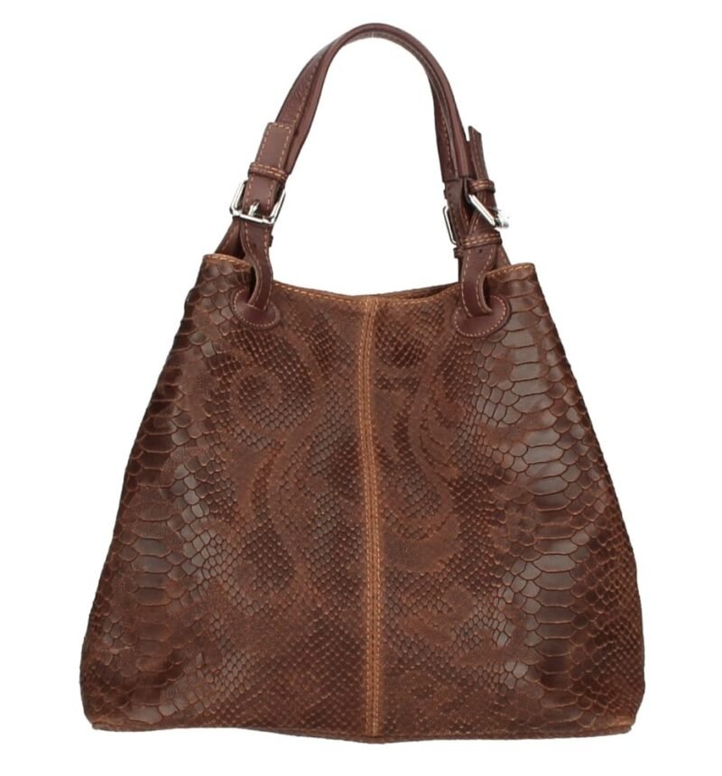 Leren Schoudertas Python bruin bruine slangenprint leren schoudertassen luxe trendy italiaanse leder tassen kopen bestellen