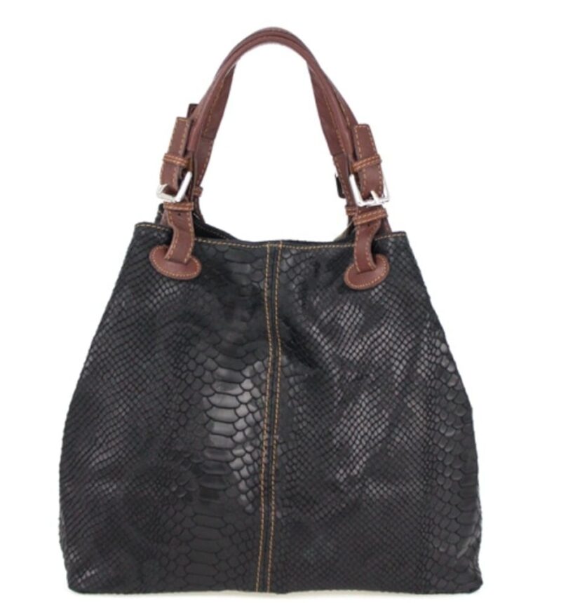 Leren Schoudertas Python zwart zwarte slangenprint leren schoudertassen luxe trendy italiaanse leder tassen kopen bestellen