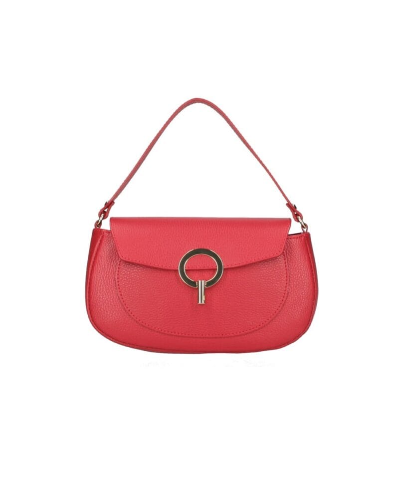 Leren Schoudertas Ring Sluiting rood rode-ronde-gouden-draaislot-unieke-stevige-leren-tassen-italiaans-leder-kopen-bestellen