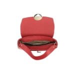 Leren Schoudertas Ring Sluiting rood rode-ronde-gouden-draaislot-unieke-stevige-leren-tassen-italiaans-leder-kopen-bestellen open