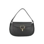 Leren Schoudertas Ring Sluiting zwart zwarte -ronde-gouden-draaislot-unieke-stevige-leren-tassen-italiaans-leder-kopen-bestellen