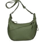 Leren Schoudertas Sally Olijf groen groene ruime zacht leren crossbodytassen luxe trendy italiaans leder kopen bestellen