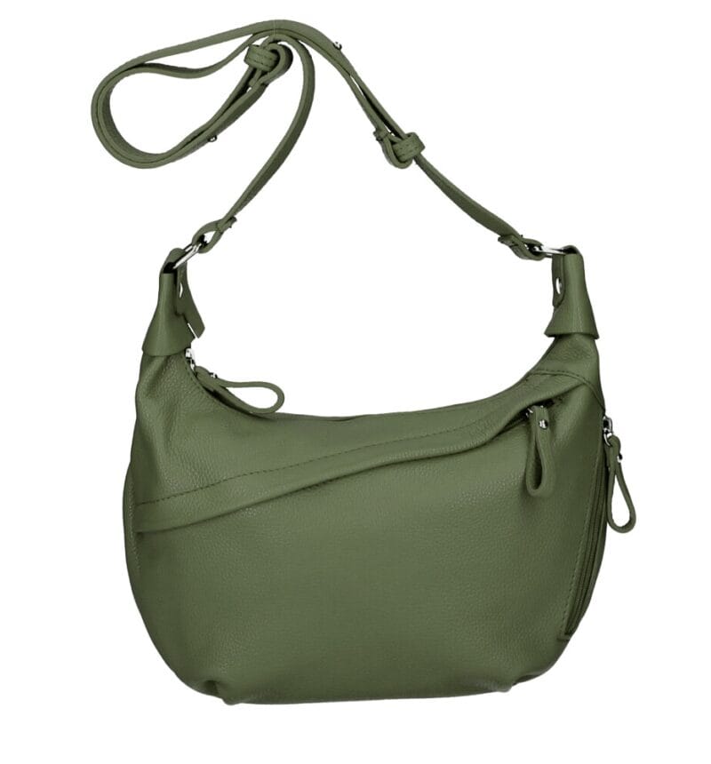Leren Schoudertas Sally Olijf groen groene ruime zacht leren crossbodytassen luxe trendy italiaans leder kopen bestellen