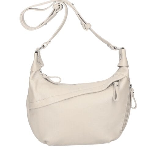 Leren Schoudertas Sally beige ruime zacht leren crossbodytassen luxe trendy italiaans leder kopen bestellen