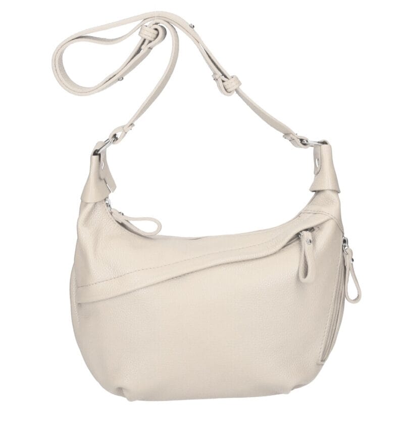 Leren Schoudertas Sally beige ruime zacht leren crossbodytassen luxe trendy italiaans leder kopen bestellen