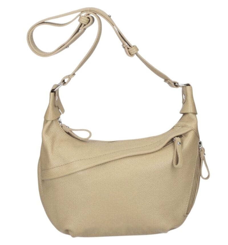 Leren Schoudertas Sally taupe ruime zacht leren crossbodytassen luxe trendy italiaans leder kopen bestellen-