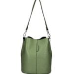 Leren Schoudertas Sandra army leger groen groene bucketbag bucket tas schoudertassen leer classy tassen kopen bestellen luxe