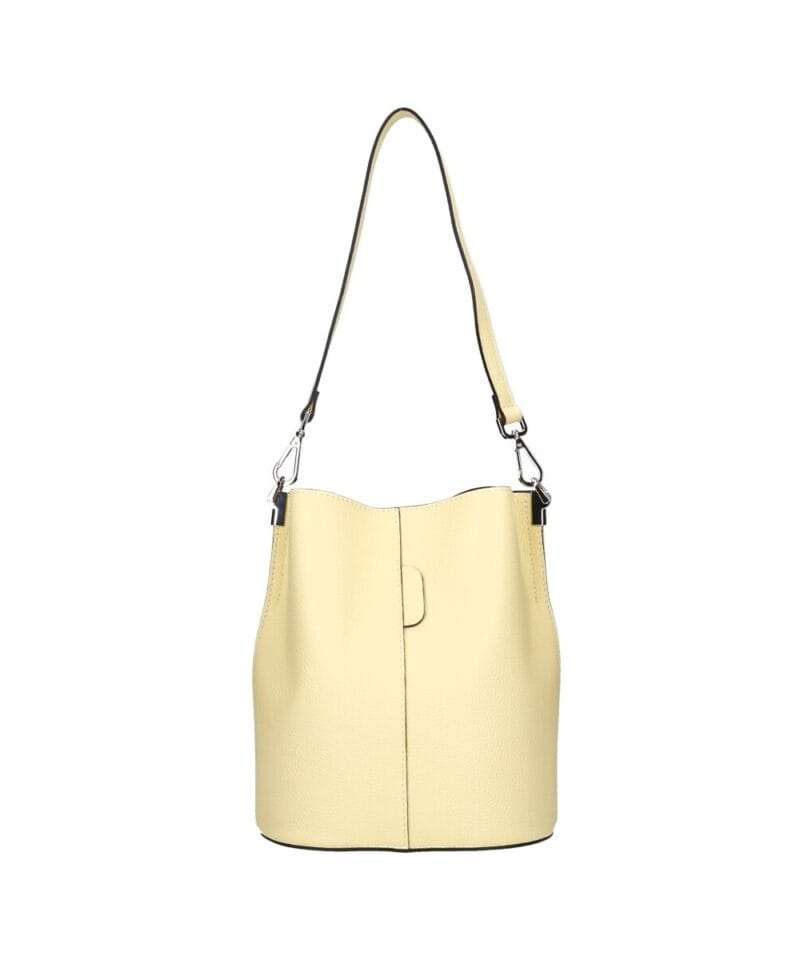 Leren Schoudertas Sandra citroen geel gele bucketbag bucket tas schoudertassen leer classy tassen kopen bestellen luxe