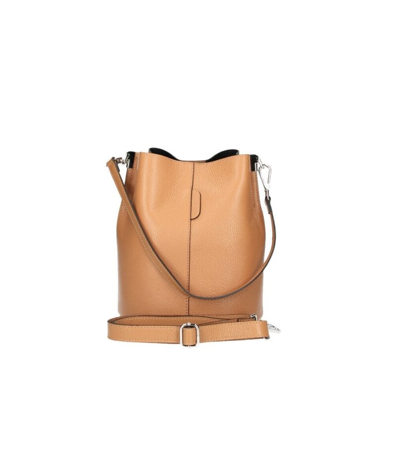 Leren Schoudertas Sandra cognac bucketbag bucket tas schoudertassen leer classy tassen kopen bestellen details