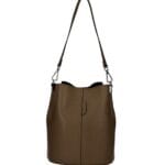 Leren Schoudertas Sandra donker bruin bruine bucketbag bucket tas schoudertassen leer classy tassen kopen bestellen luxe