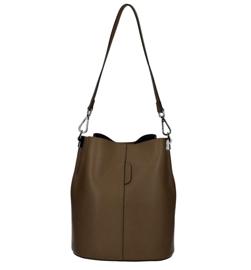 Leren Schoudertas Sandra donker bruin bruine bucketbag bucket tas schoudertassen leer classy tassen kopen bestellen luxe