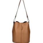 Leren Schoudertas Sandra donker cognac bucketbag bucket tas schoudertassen leer classy tassen kopen bestellen