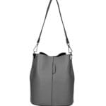 Leren Schoudertas Sandra smog donker grijs grijze bucketbag bucket tas schoudertassen leer classy tassen kopen bestellen luxe