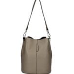 Leren Schoudertas Sandra donker taupe bucketbag bucket tas schoudertassen leer classy tassen kopen bestellen luxe