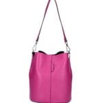 Leren Schoudertas Sandra fuchsia bucketbag bucket tas schoudertassen leer classy tassen kopen bestellen luxe