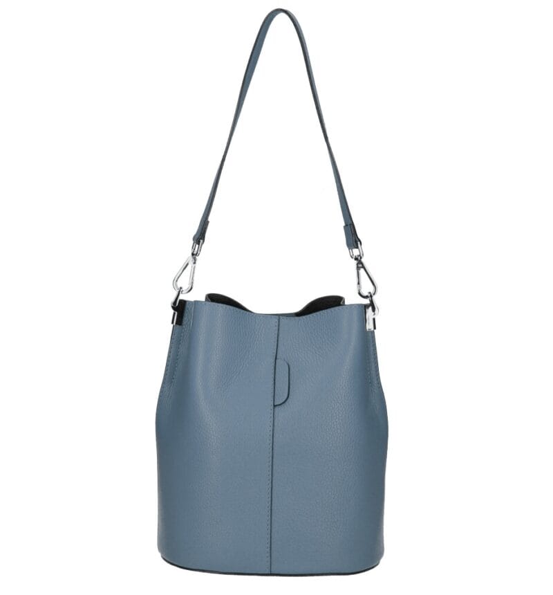 Leren Schoudertas Sandra hemels blauw blauwe bucketbag bucket tas schoudertassen leer classy tassen kopen bestellen luxe