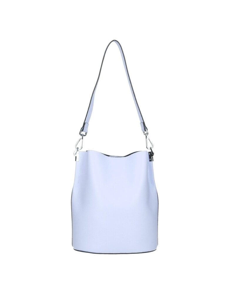 Leren Schoudertas Sandra licht blauw blauwe bucketbag bucket tas schoudertassen leer classy tassen kopen bestellen luxe
