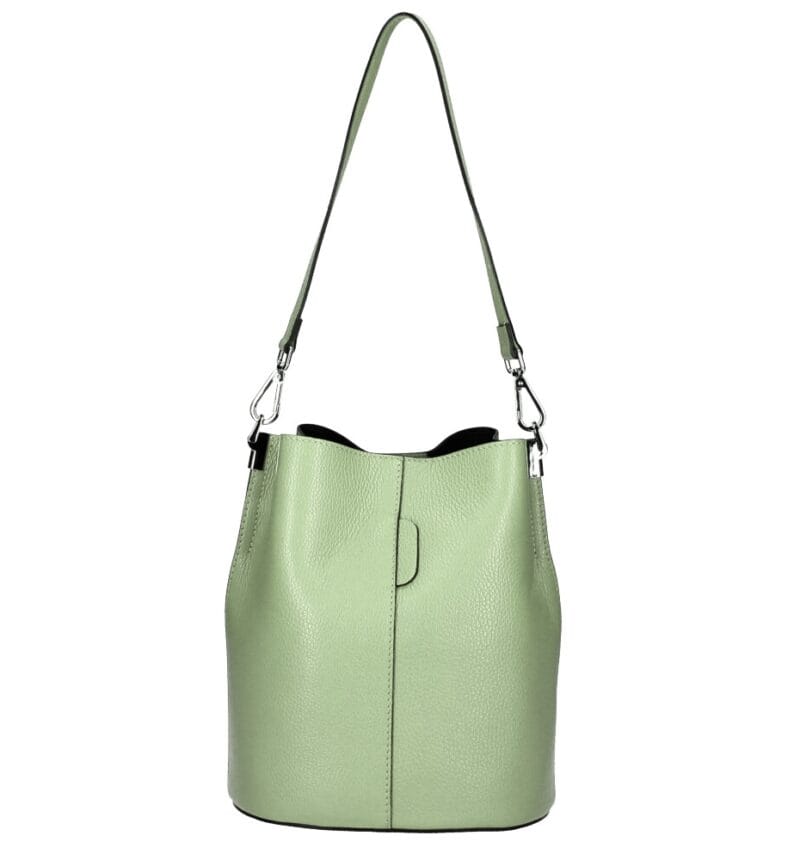 Leren Schoudertas Sandra mint groen groene bucketbag bucket tas schoudertassen leer classy tassen kopen bestellen luxe