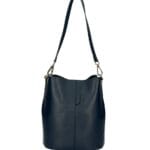 Leren Schoudertas Sandra navy donker blauw blauwe bucketbag bucket tas schoudertassen leer classy tassen kopen bestellen luxe