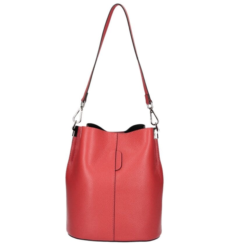 Leren Schoudertas Sandra rood rode bucketbag bucket tas schoudertassen leer classy tassen kopen bestellen luxe