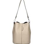 Leren Schoudertas Sandra taupe bucketbag bucket tas schoudertassen leer classy tassen kopen bestellen luxe