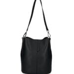 Leren Schoudertas Sandra zwart zwarte bucketbag bucket tas schoudertassen leer classy tassen kopen bestellen luxe