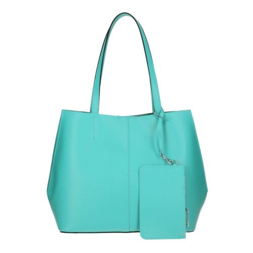 Leren Bag in Bag Tas Shirley turquoise leer schoudertassen kantoortassen dames tassen extra etui luxe it bags kopen bestellen