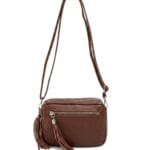Leren-Schoudertas-Stina double Tassle- bruin bruine trendy--tas-met-2 kwastjes-leder-fashion-tas-kopen-bestellen-