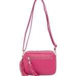 Leren-Schoudertas-Stina double Tassle-fuchsia trendy--tas-met-2 kwastjes-leder-fashion-tas-kopen-bestellen-