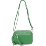 Leren-Schoudertas-Stina double Tassle-groen groene trendy--tas-met-2 kwastjes-leder-fashion-tas-kopen-bestellen-