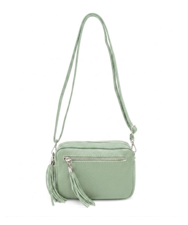 Leren-Schoudertas-Stina double Tassle-mint trendy--tas-met-2 kwastjes-leder-fashion-tas-kopen-bestellen-