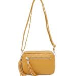 Leren-Schoudertas-Stina double Tassle-mosterdgeel mosterdgele gele trendy--tas-met-2 kwastjes-leder-fashion-tas-kopen-bestellen-